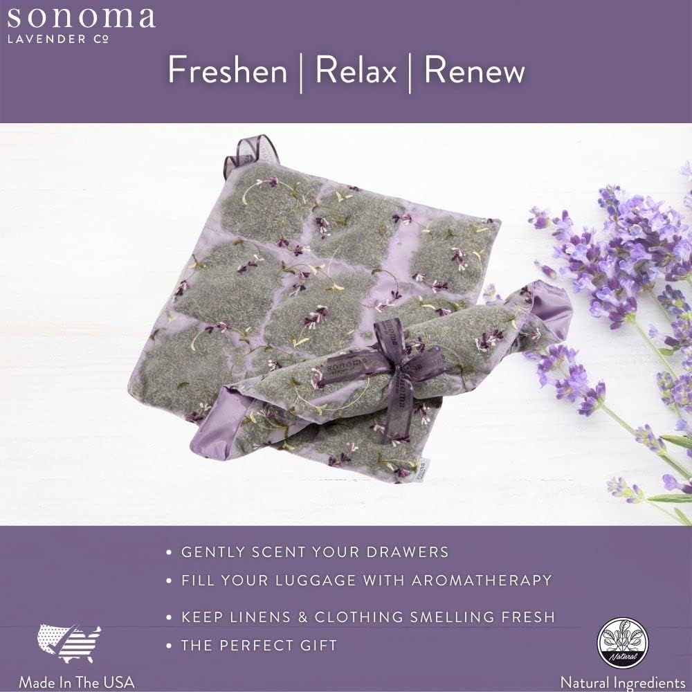 Sonoma Lavender Dried Lavender Sachet Liner for Drawers and Closets, Natural Air Freshener for Home, Suit Case, Bag, Room, and Closet