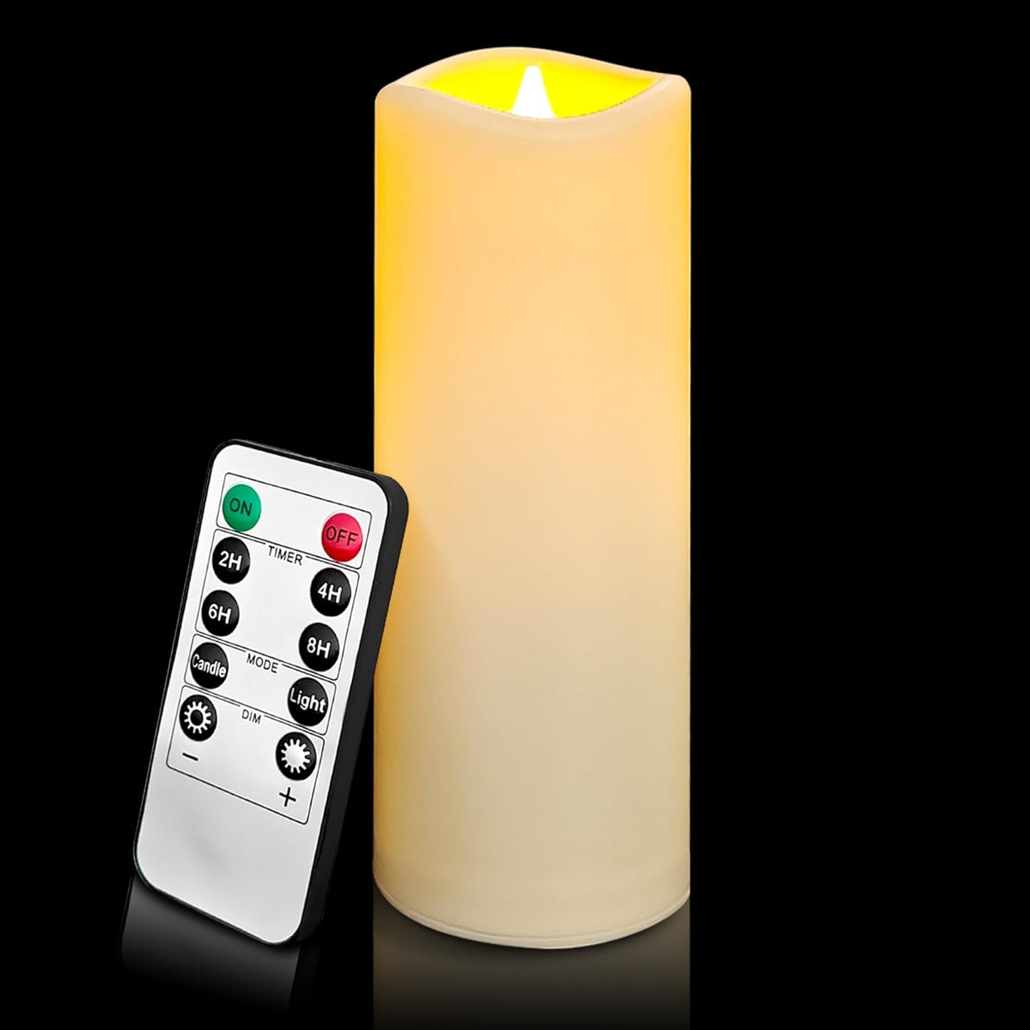 LED Flameless Candles Pack of 1, Outdoor Waterproof Candle with Remote Control& Timer, Indoor Battery Operated Flickering Pillar Fake Candles Long Lasting for Patio, Larterns, Wedding, Porch