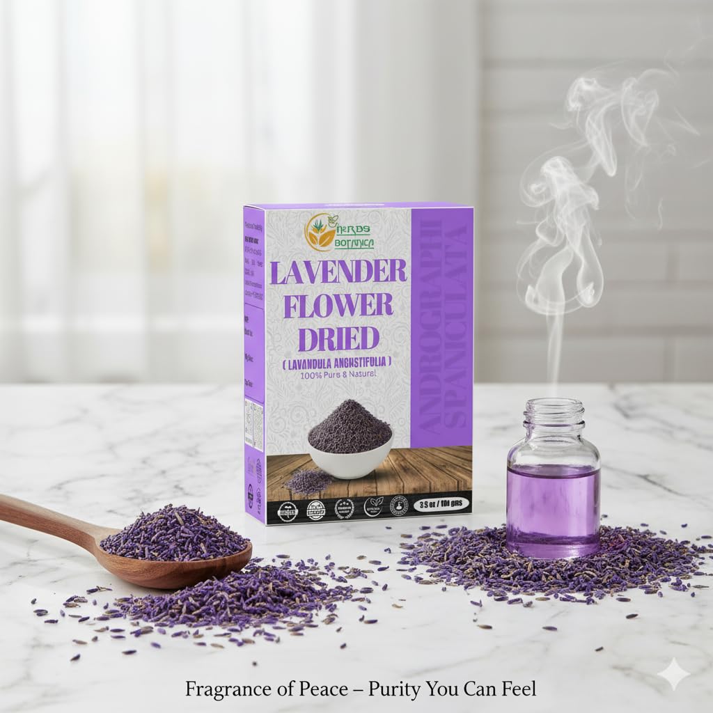 Herbs Botanica Dried Lavender Buds 3.5 oz (100g) Premium Culinary Grade Lavender Flowers – Extra Blue Grade for Baking, Tea & Lemonade Natural Aromatic Sachet Filler – Vegan, Non-GMO