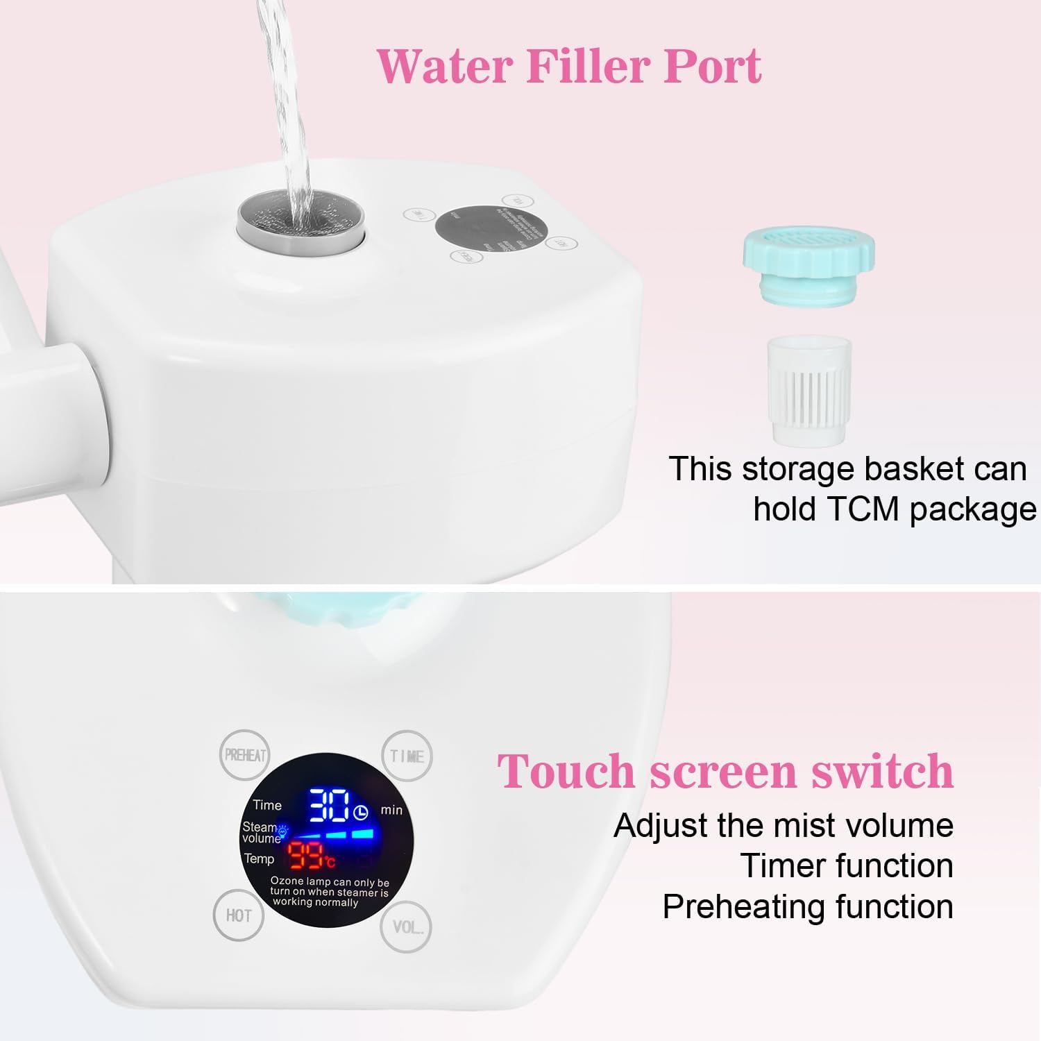 Professional Facial Steamer, Ionic Face Steamer Esthetician Vaporizador, with Preheat & Hot Mist Adjustment Function, Rocker Arm Steamer for Home Beauty Salon Spa