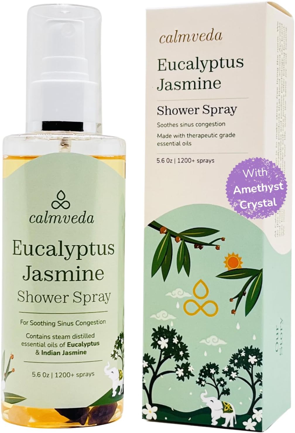 SPA Eucalyptus Shower Steamer Spray - with Madurai Jasmine for Refreshing Floral Escape (240+ Baths) | 100% Natural Eucalyptus Spray, Infused with FlowerBACH Extract | Perfect SPA Gifts for Women