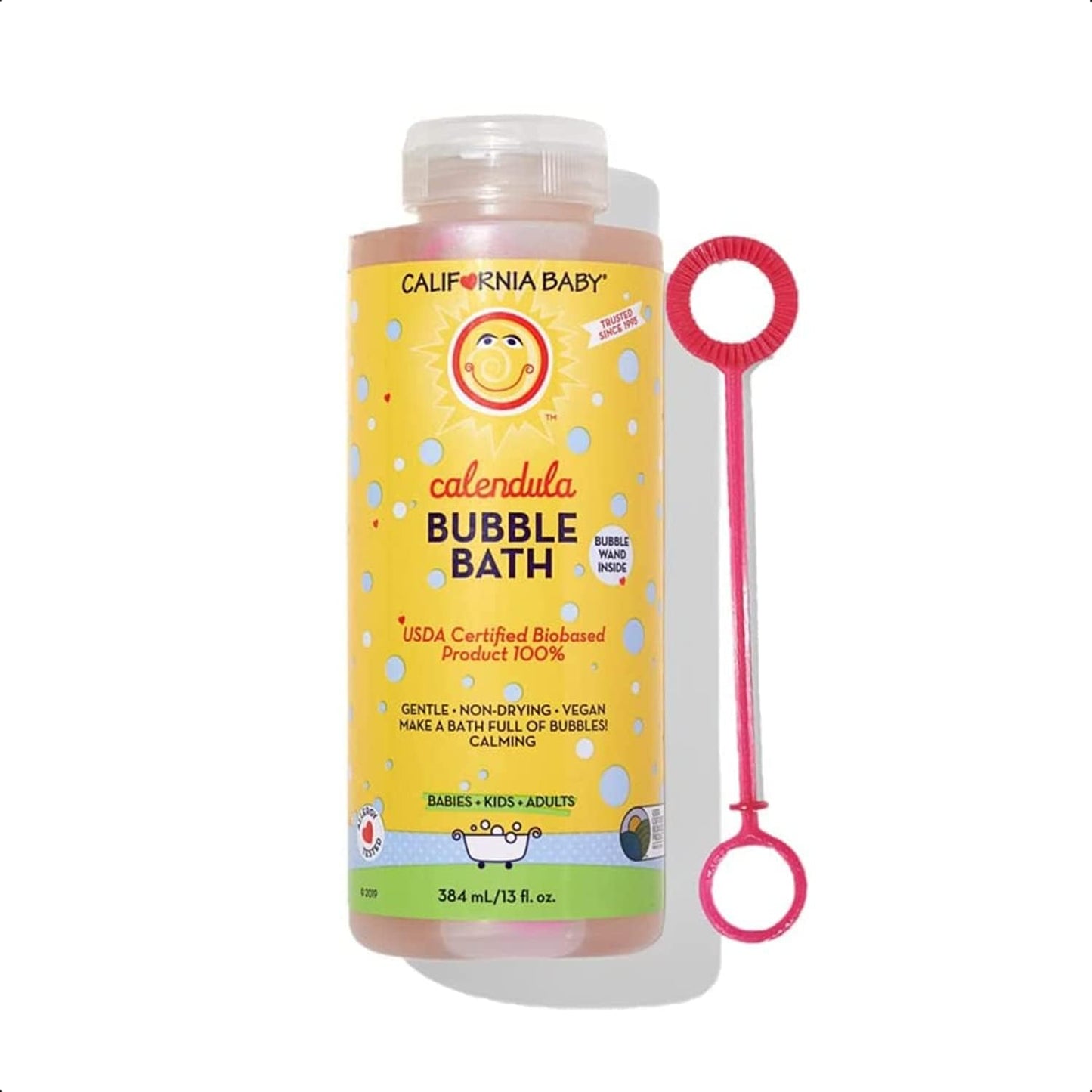 California Baby Calendula Bubble Bath | 100% Plant-Based Kids Bubble Bath | Soothing Lavender Baby Bubble Bath | Free Bubble Wand | 384 mL / 13oz