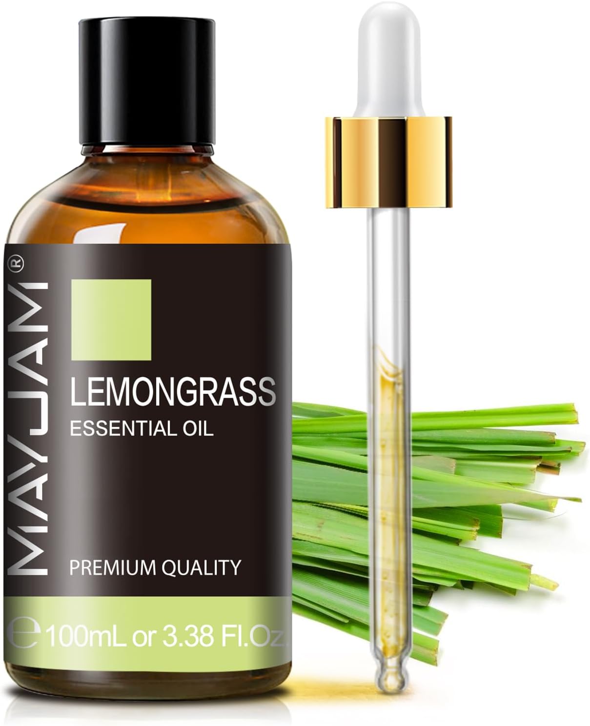 Lemongrass Essential Oil, 3.38fl.oz, MAYJAM Premium Essential Oils with Glass Dropper, Lemongrass Oil for Diffuser, Aromatherapy