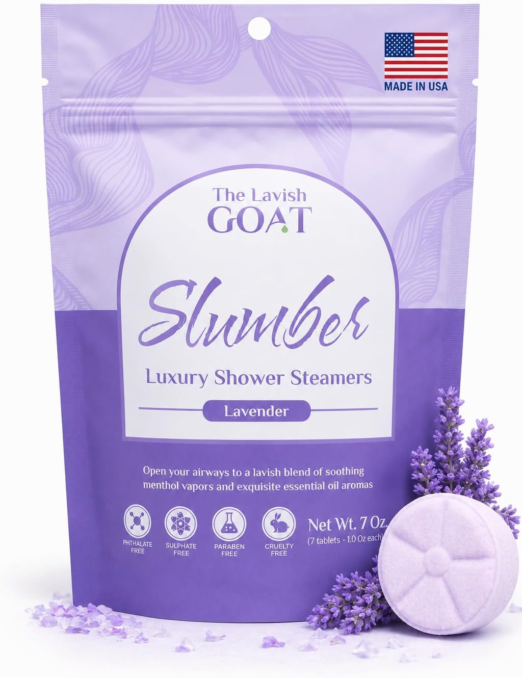 TLG Slumbers Shower Steamers Aromatherapy 7 Pack – USA Made with Extra Menthol, Lavender Essential Oil – Relaxing Shower Bombs for Sleep, Stress Relief & Spa – Gift for Men & Women