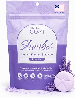 TLG Slumbers Shower Steamers Aromatherapy 7 Pack – USA Made with Extra Menthol, Lavender Essential Oil – Relaxing Shower Bombs for Sleep, Stress Relief & Spa – Gift for Men & Women