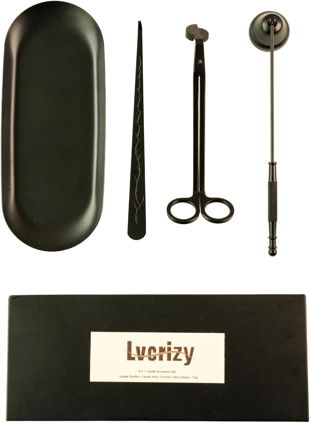 4-in-1 Candle Accessory Set – Candle Wick Trimmer, Candle Snuffer, Wick Dipper & Candle Tray