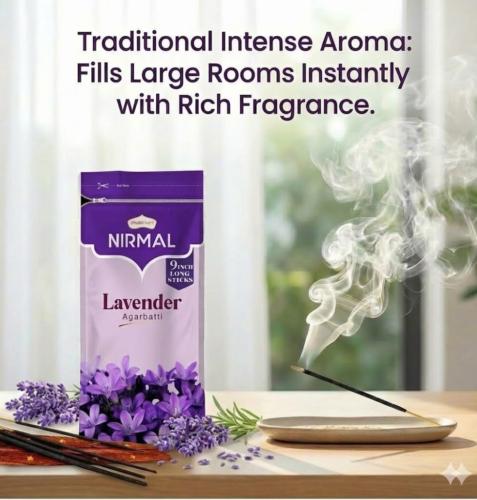 Shubhkart Nirmal Lavender Incense Sticks - Pack of 2 Incense, 200 Sticks Premium Lavender Fragnance | Aromatherapy Incense for Air Purifier, Mind & Spirit, Calmness