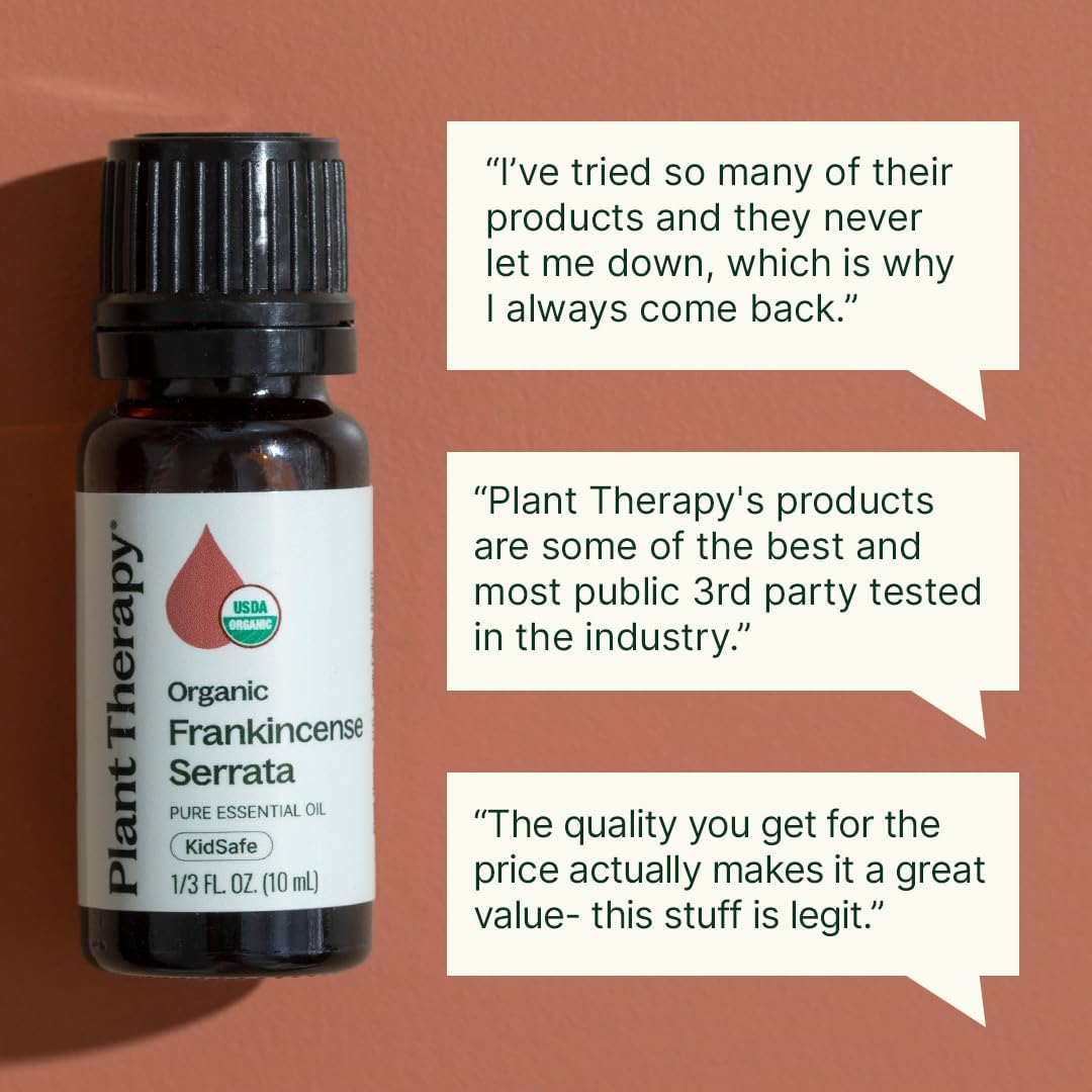 Plant Therapy Organic Frankincense Serrata Essential Oil 100% Pure, USDA Certified Organic, Undiluted, Natural Aromatherapy, Therapeutic Grade 10 mL (1/3 oz)