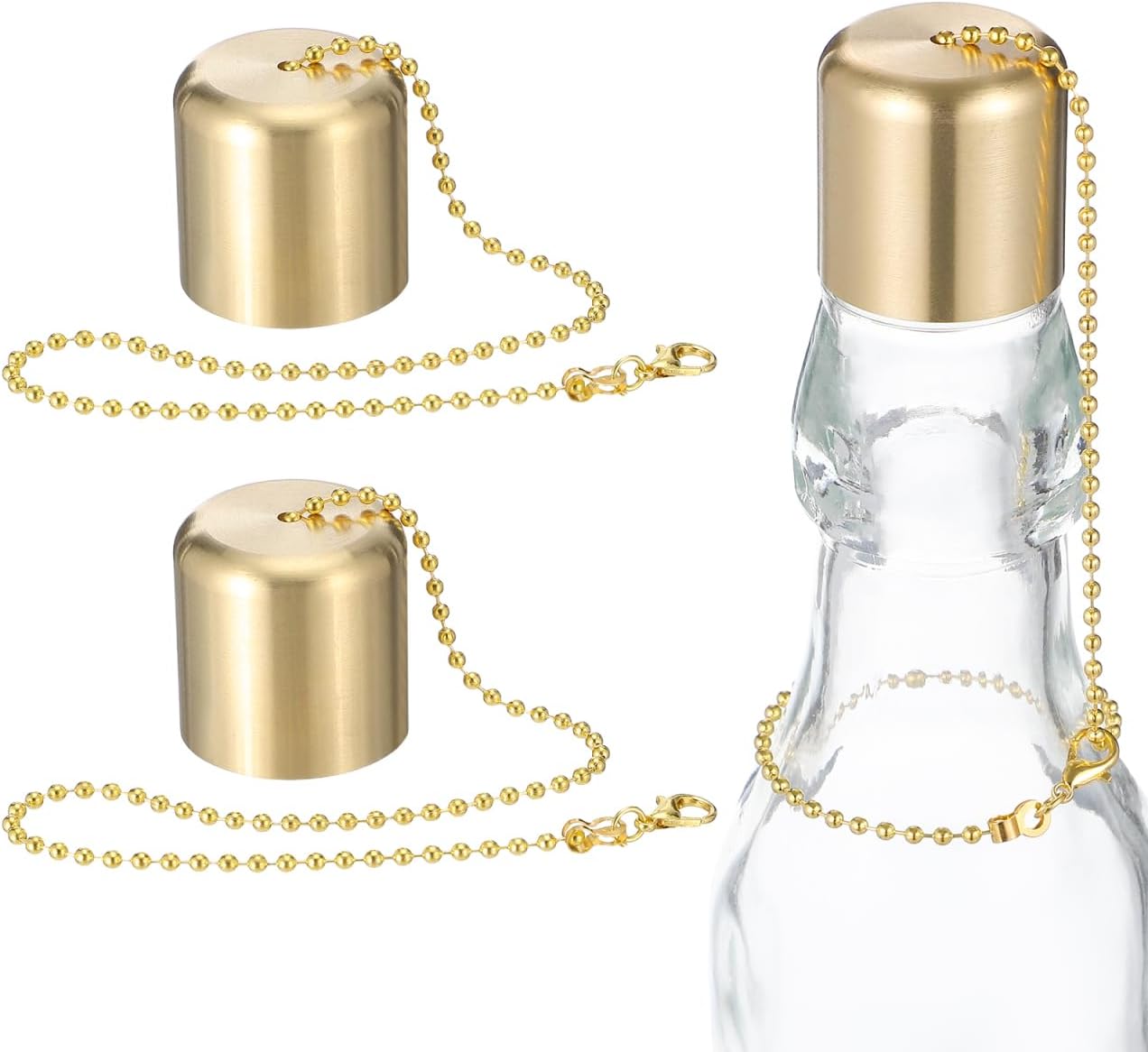 Brass Candle Extinguishers Set of 2 Small Snuffer Caps with Chain for Candle Wick Flame Safety and Scented Use Heat-Resistant Accessory for Home