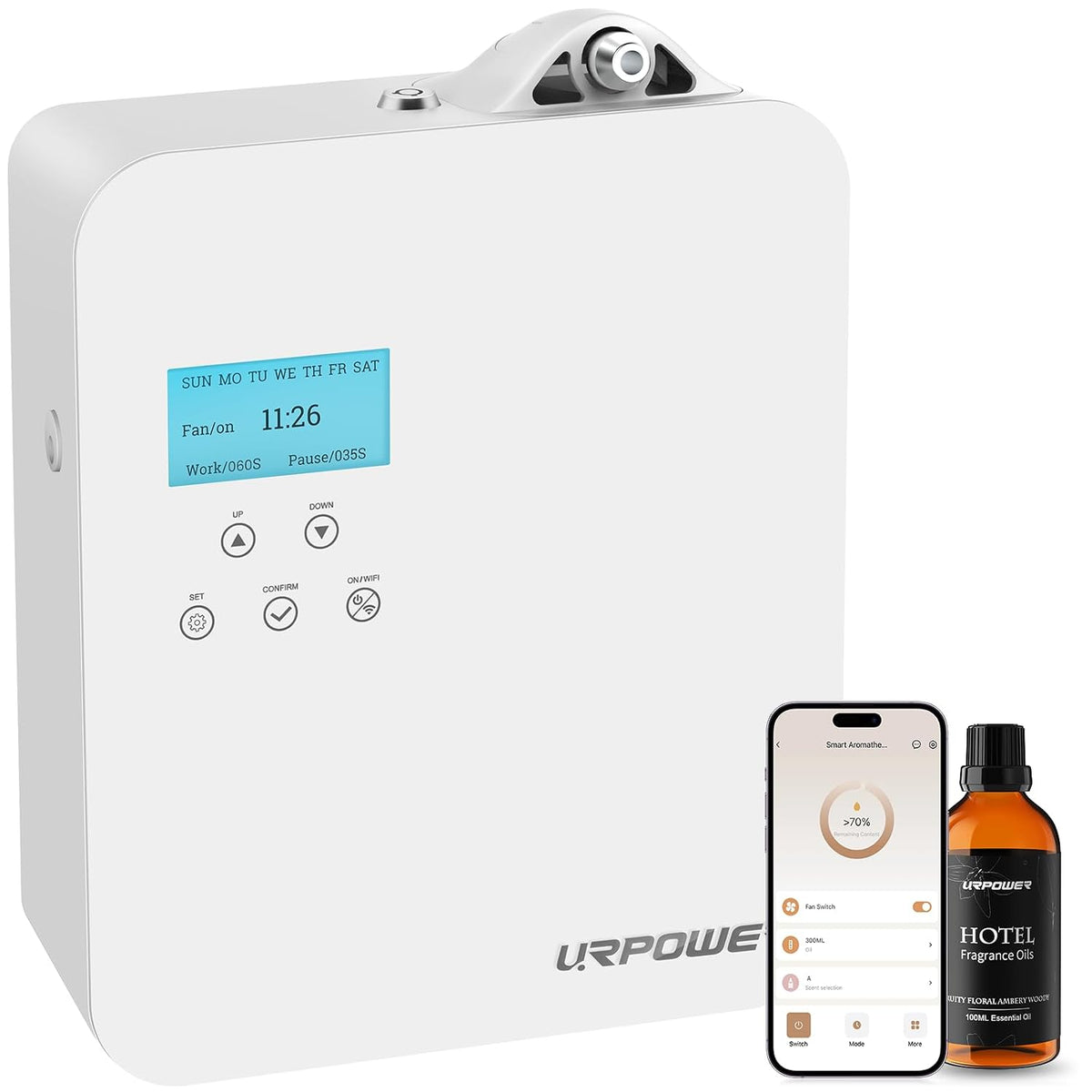 URPOWER 300ml Waterless Nebulizing Scent Diffuser Up to 3000 Sq Ft