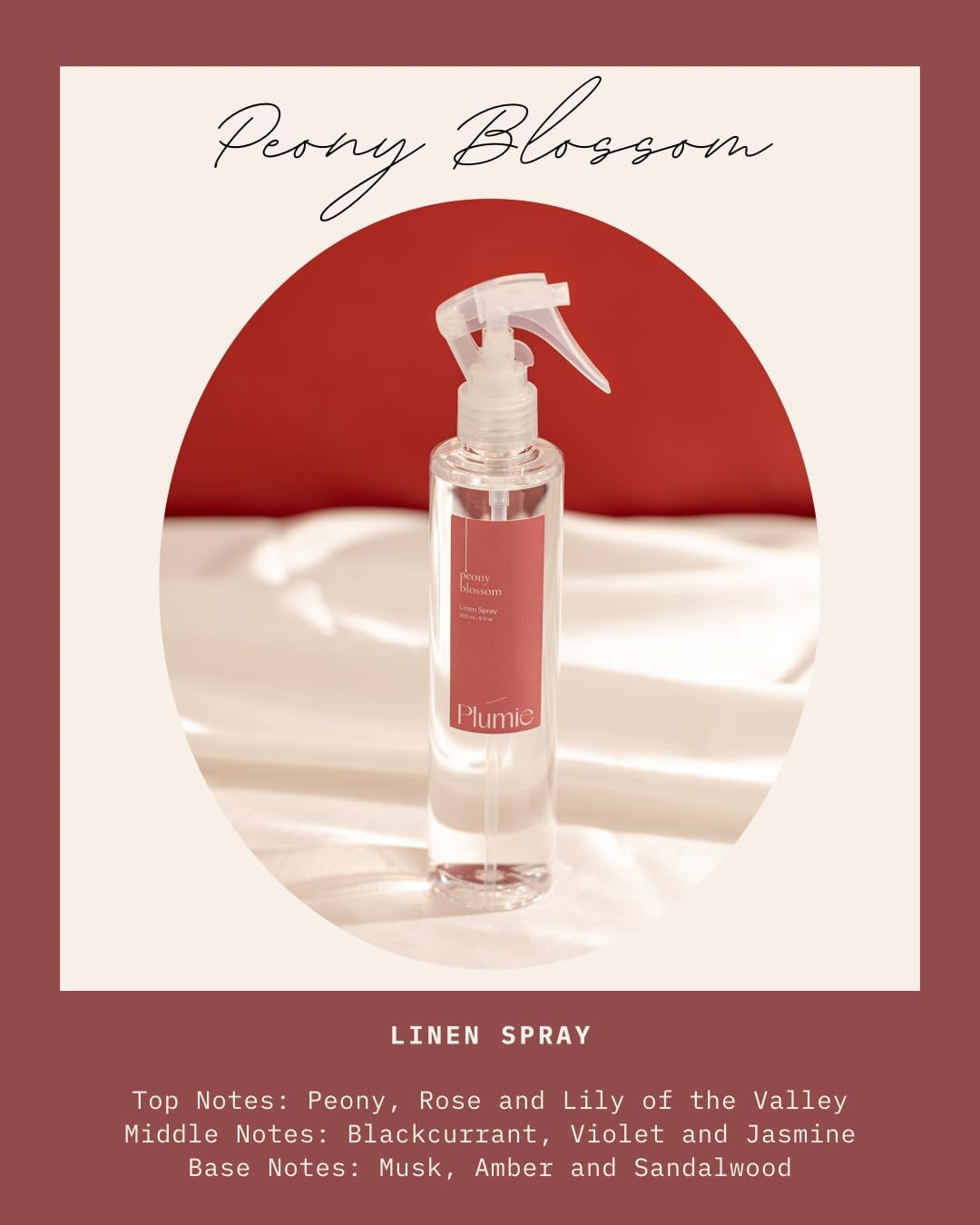 Linen Spray - 9 Fl oz - Peony Blossom Scent - Fabric Freshener - Odor Eliminator - Refreshing Linen Mist - Floral Home Fragrance - Perfect for Bedding and Upholstery