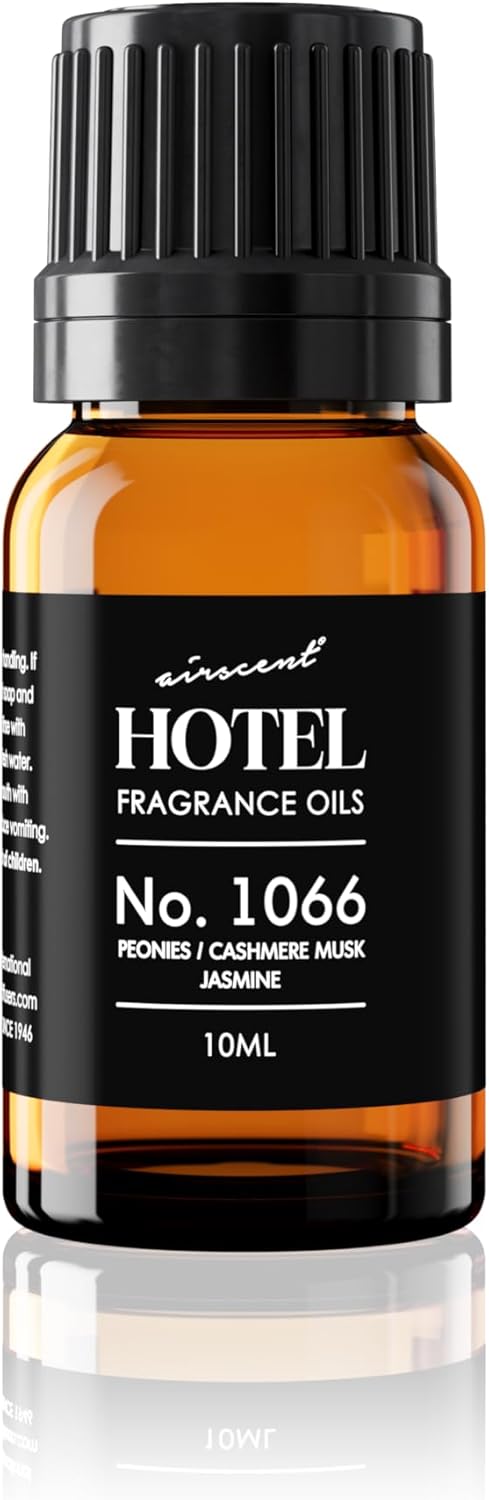 AirScent Hotel Diffuser Oil No. 1066 - Peonies Cashmere Jasmine - Premium Fragrance Oil for Ultrasonic and Waterless Diffusers and Crafting - 10 mL, 0.34 fl oz Glass Dropper Bottle
