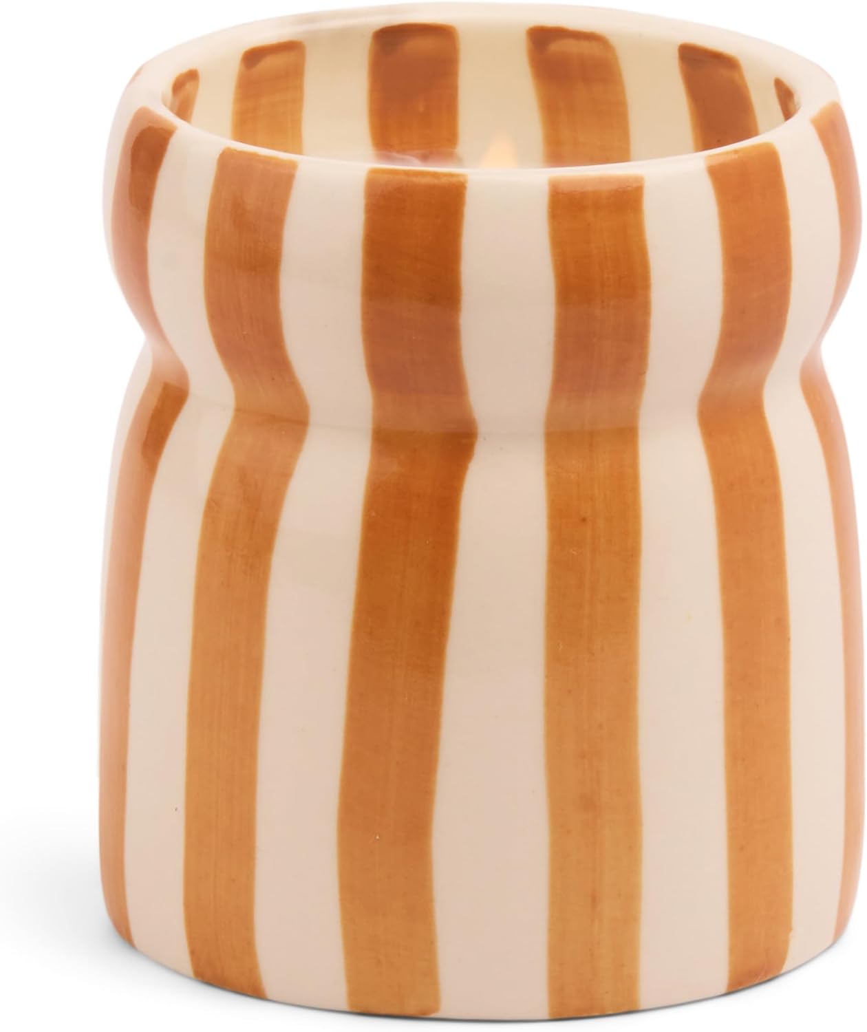 Paddywax Cabana Hand-Painted Scented Candle in Ceramic Reusable Food Safe Jar, Clean-Burn Soy Candle with Approx. 42 Hour Burn Time, Rust – Sunset Sienna, 6.5 oz