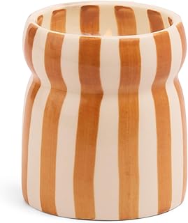 Paddywax Cabana Hand-Painted Scented Candle in Ceramic Reusable Food Safe Jar, Clean-Burn Soy Candle with Approx. 42 Hour Burn Time, Rust – Sunset Sienna, 6.5 oz