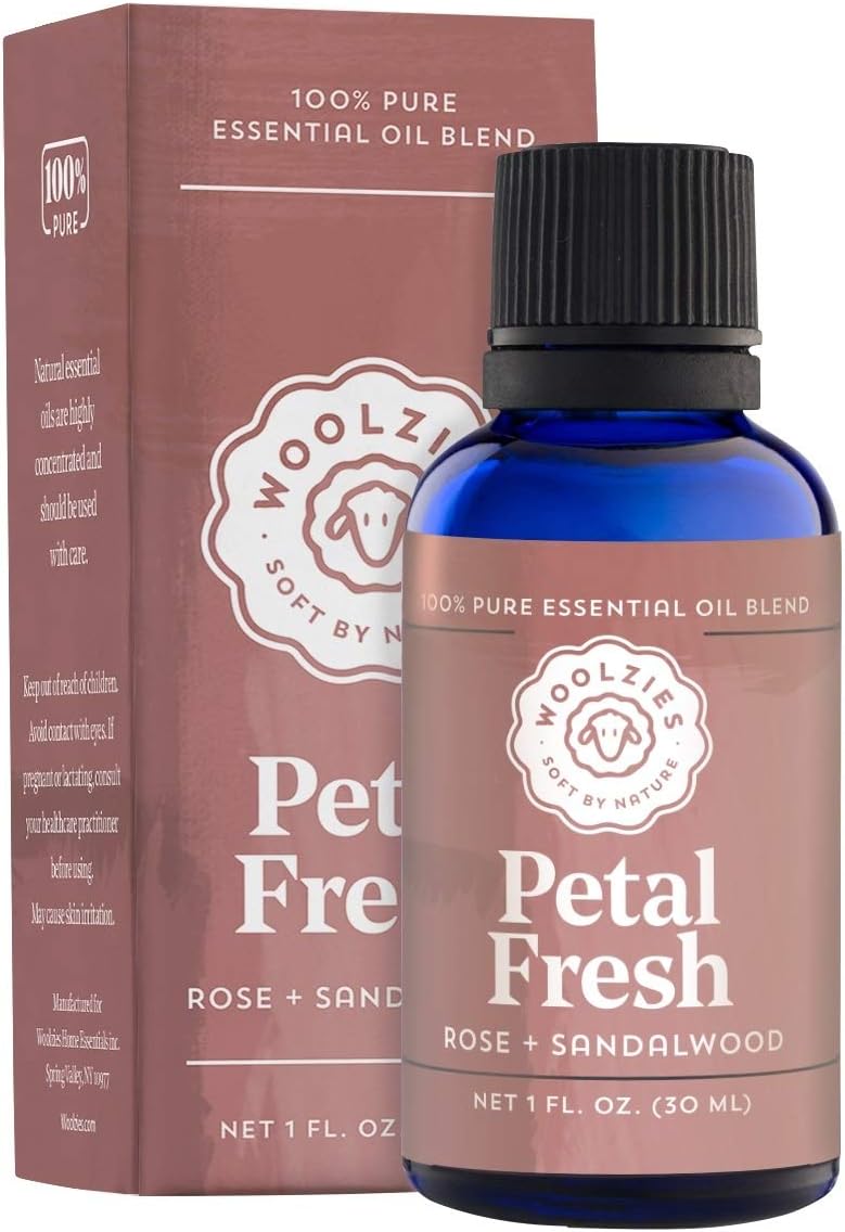 Woolzies Pure Fresh Essential Oil Blend | Rose & Sandalwood Therapeutic Grade Oil Blend | Use with Wool Dryer Balls or Oil Diffuser (1 Fl Oz)