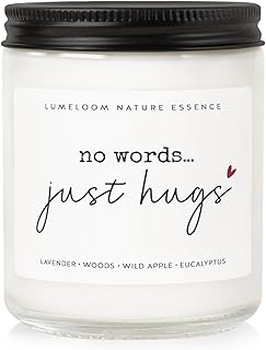 LUMELOOM Sympathy Gifts for Loss of Loved One, Memorial Gifts - 9oz Lavender Scented Soy Wax Candle - No Words Just Hugs, Bereavement, Grief, Think of You, Miscarriage, Get Well Candle for Women