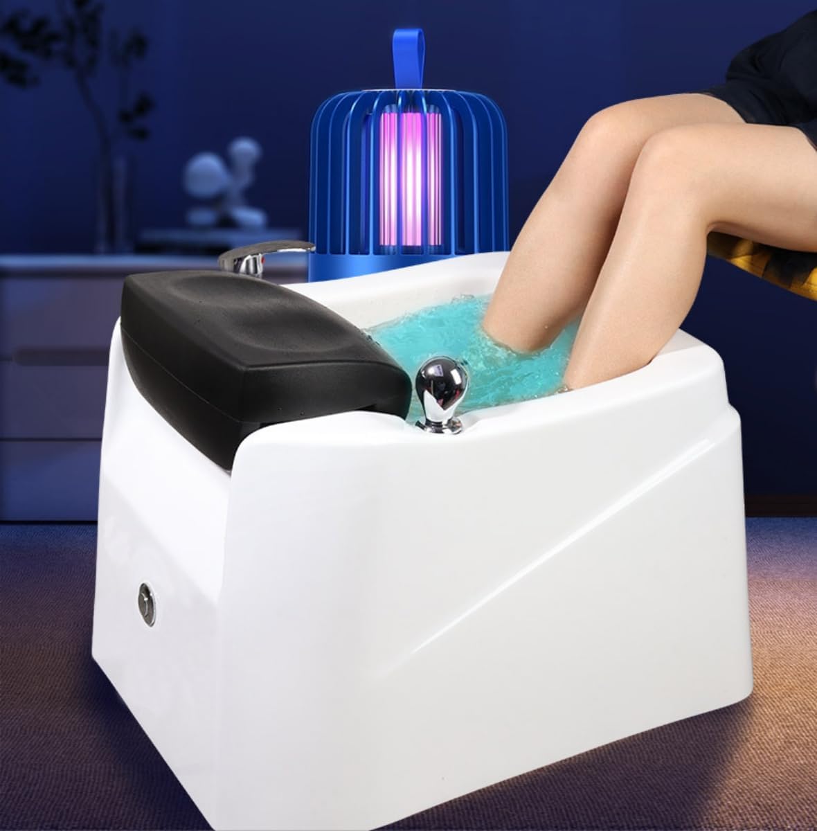 Relaxing Foot Spa Massager with Heat and Bubbles,Acrylic Pedicure Bath with Massaging Tools for Home Salon