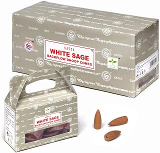 6pc Display - Satya Backflow Cones - 24pc Box/White Sage