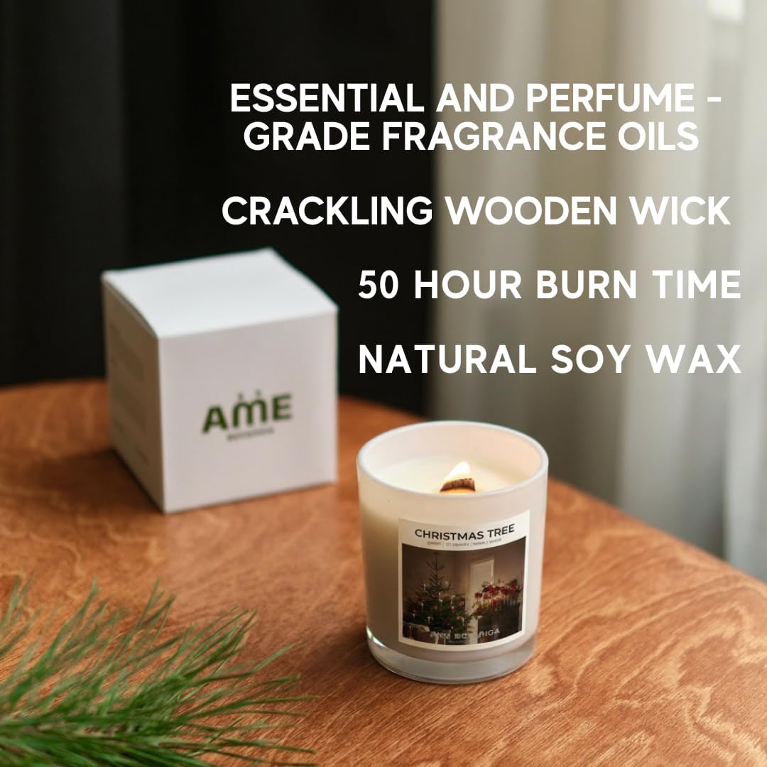 Wood Wick Candles That Crackle | Fir Pine Needle Balsam Candle Luxury Scented | Wooden Wick Candle – Hand Poured in The USA – Home Decor – Non Toxic Soy Candles – Gift for Men and Women