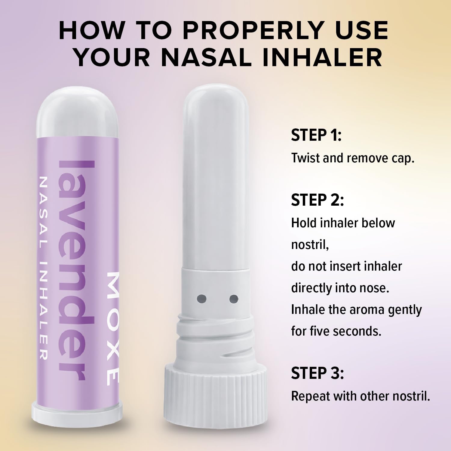 MOXE Lavender Essential Oil Nasal Inhaler, Therapeutic No-Mess Aromatherapy, Relaxation, Naturally Calming, Before Sleep Routine, Uplifts Mood, Pure and Undiluted, Made in USA (1 Pack)