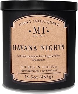 Manly Indulgence Havana Nights Scented Candles for Men, 2 Wick, 16.5 oz, Premium Soy Blend Wax, 60H Burn, Candles for Home Scented - Made in The USA