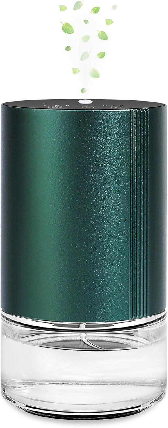 Christmas Essential Oil Diffuser, Waterless Scent Diffusers for Home Large Room, Rechargeable Atomizing Humidifier with 7-Color Night Light, Ultrasonic Air Freshener Machine (Green)
