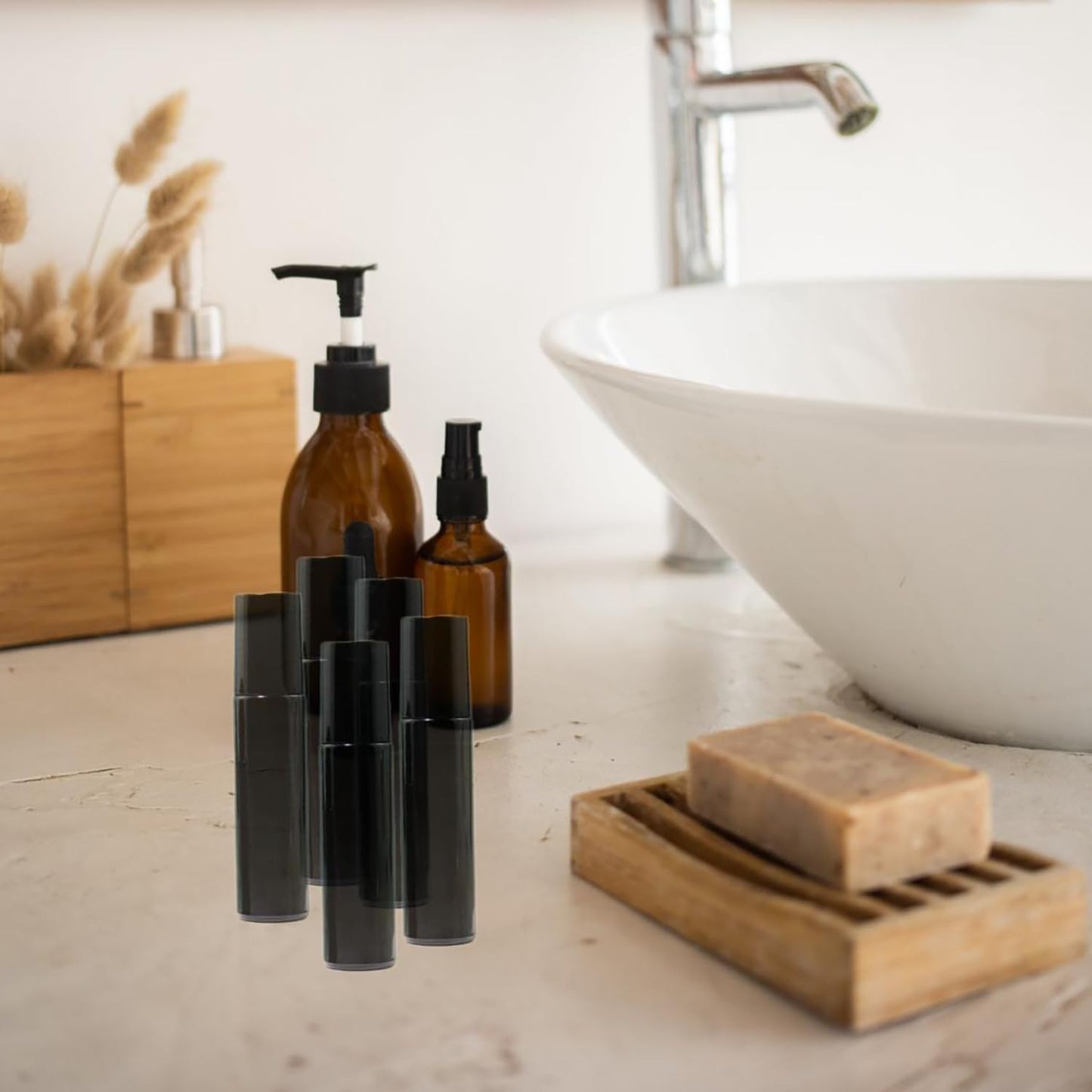 16Pcs Black Essential Oil Roller Bottles Roll On Bottles Perfume Sample Refillable Essential Oil Bottle with Stainless Steel Ball for Oils, Aromatherapy, Perfume, DIY and Blends 10ml