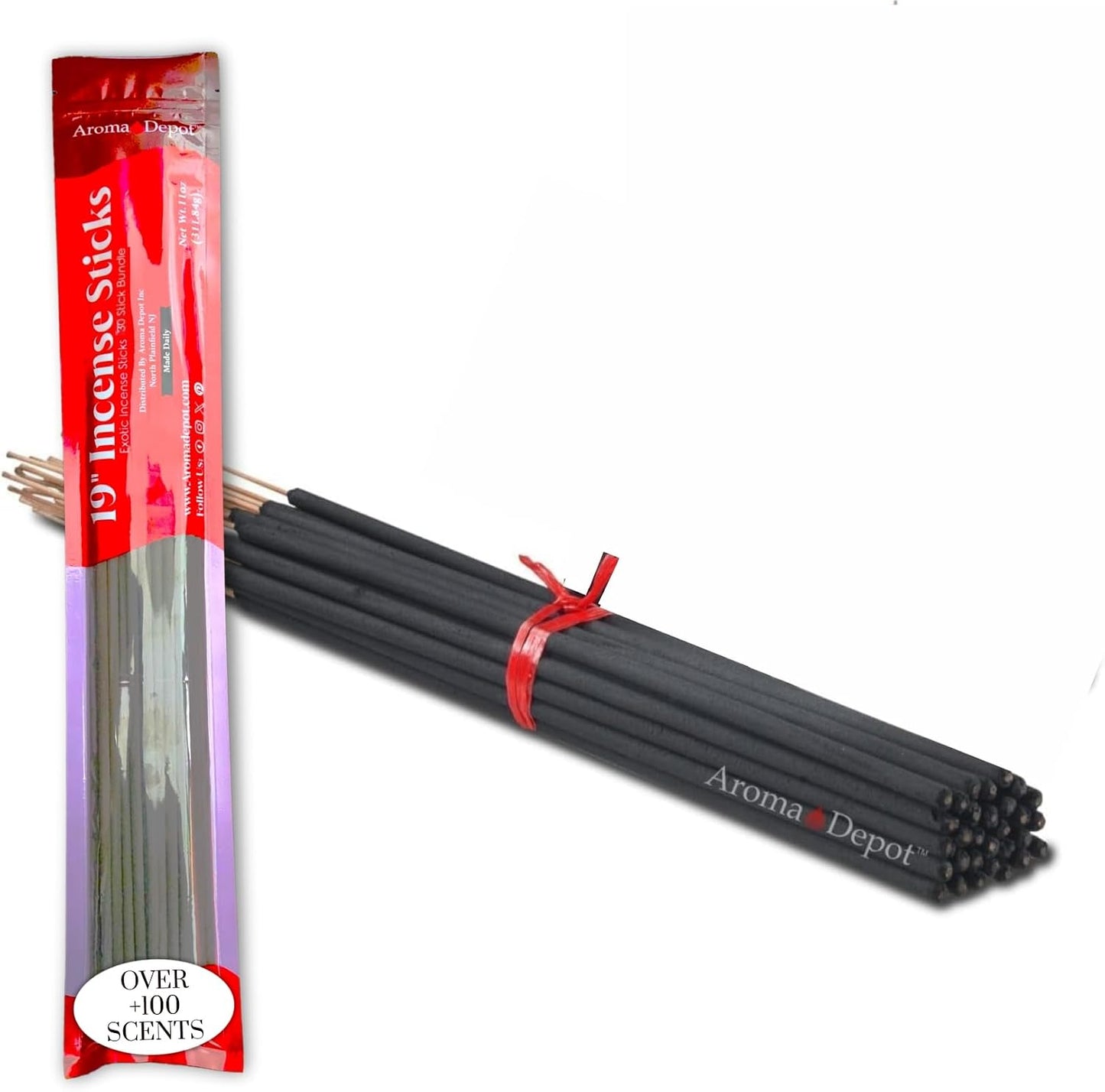 Aroma Depot Lavender 19'' Incense Sticks Jumbo. Approx 27 to 30 Sticks Per Bundle. 19 Inch Extra Large, Each Natural Stick Burns for 3 to 4 Hours. Most Exotic Long-Lasting Fragrance.