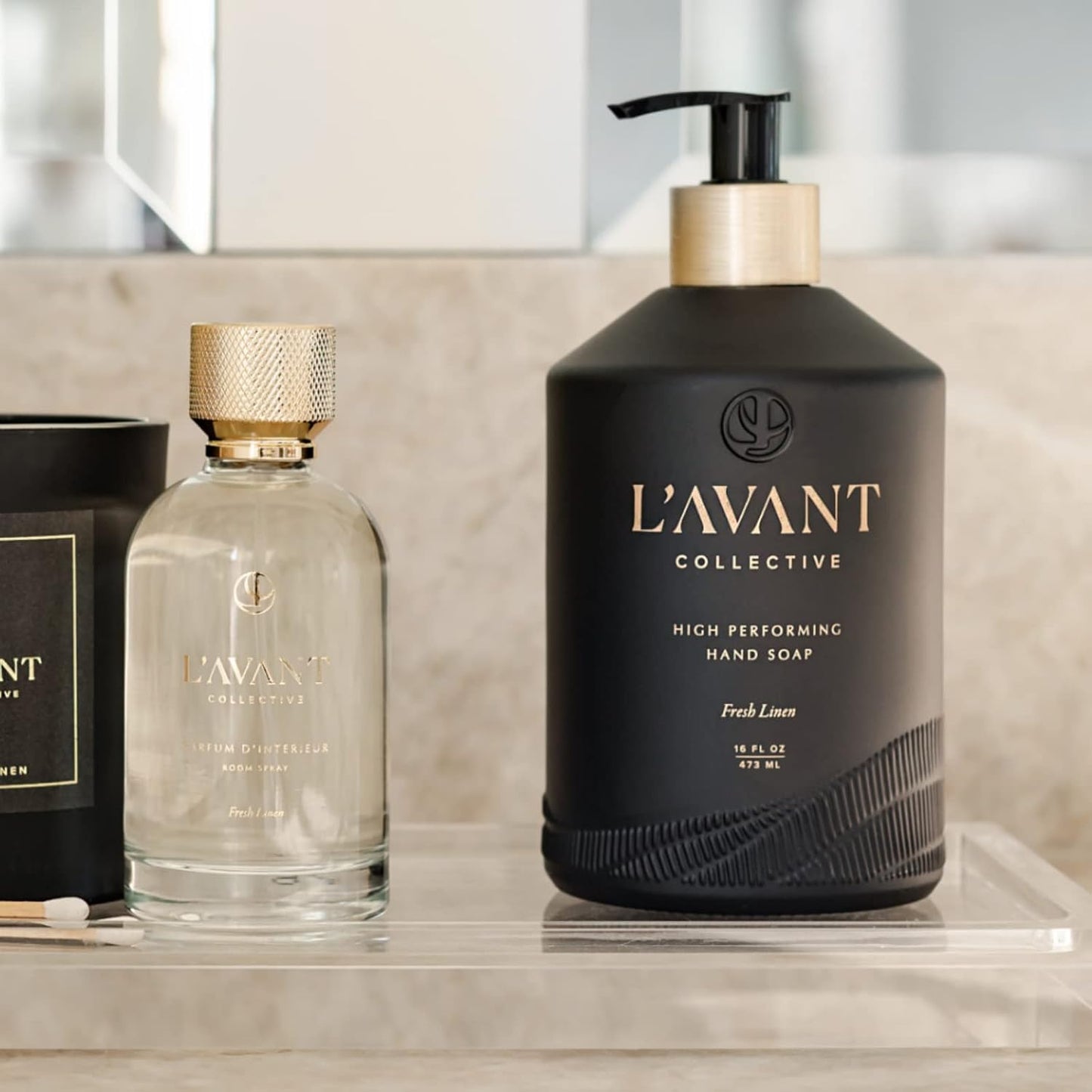 L'AVANT Collective Luxury Room Spray | Fresh Linen | Non-Toxic Linen Spray & Air Freshener with Essential Oils | Room Freshener, Home Fragrance & Odor Eliminator | 100ml Glass Bottle for Bedroom