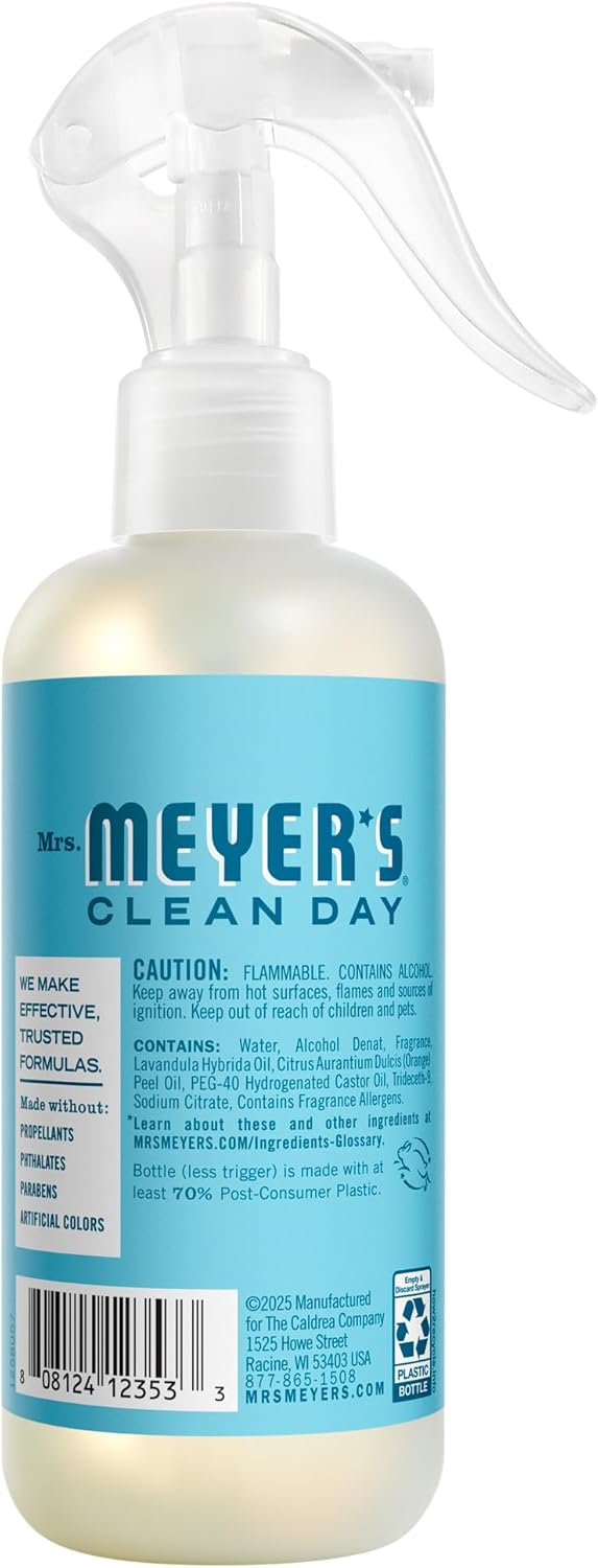 MRS. MEYER'S CLEAN DAY, Room Freshener, Dewdrop Scent, 8 Ounce Non-Aerosol Spray Bottle