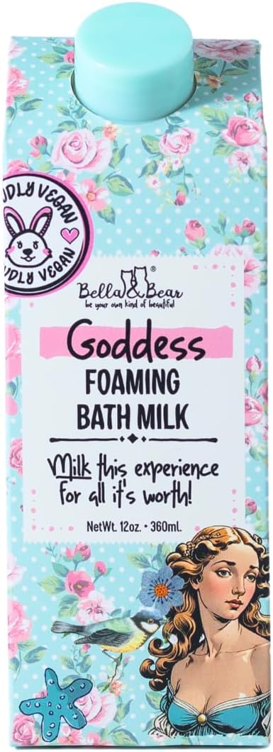 Bella & Bear Goddess Foaming Bath Milk – Sweet Tropical Bubble Bath – Fun Gift for Women, Teens & Tweens – 12 oz Vegan Bubble Soak