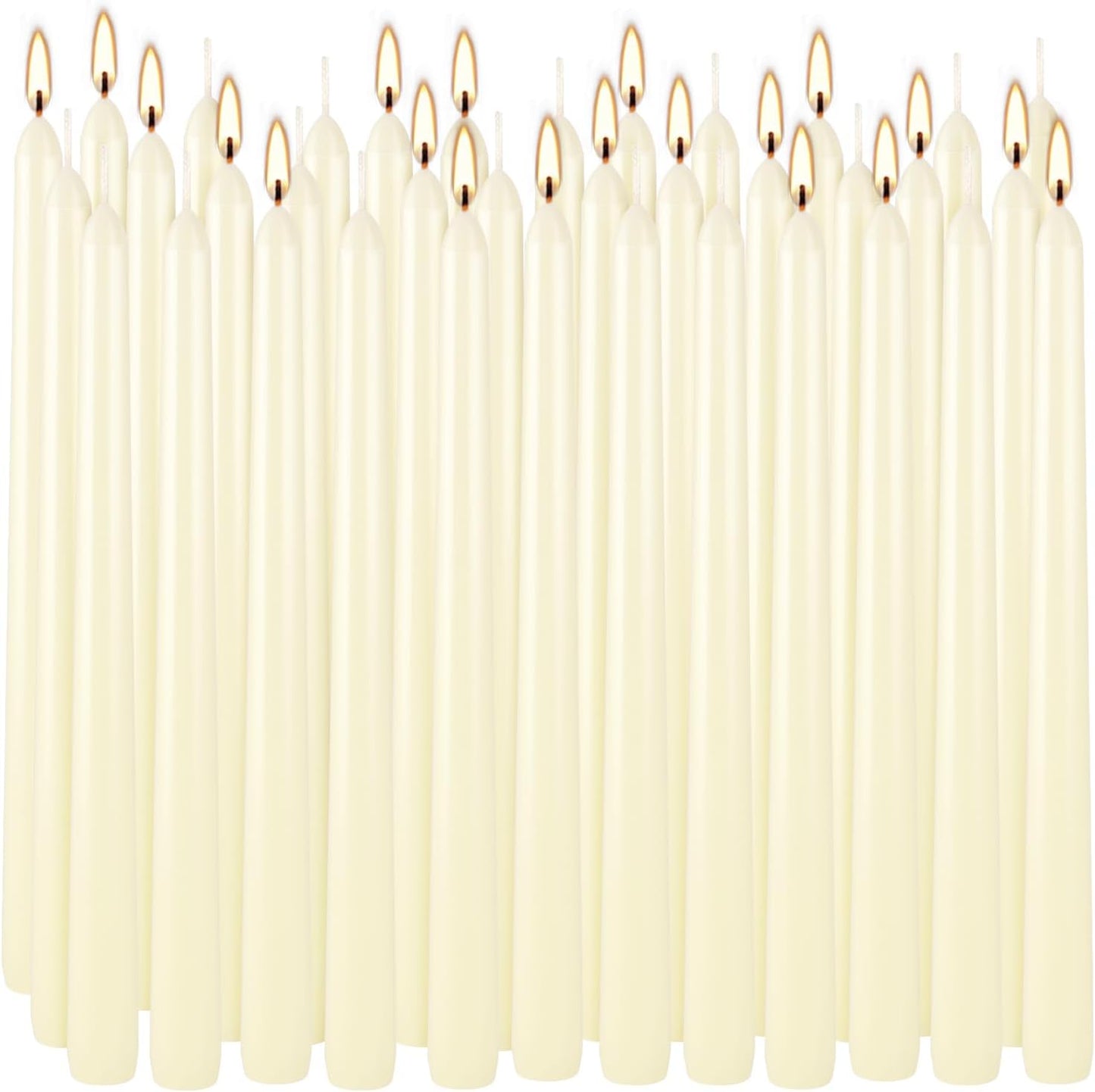 YOROXRG 36 Pack Ivory White Taper Candles, 7-8 Hours Burn Time, Unscented, Smokeless and Dripless, 0.8 x 10 Inch Dinner Candle Set for Household, Wedding, Party and Home Décor Candlesticks