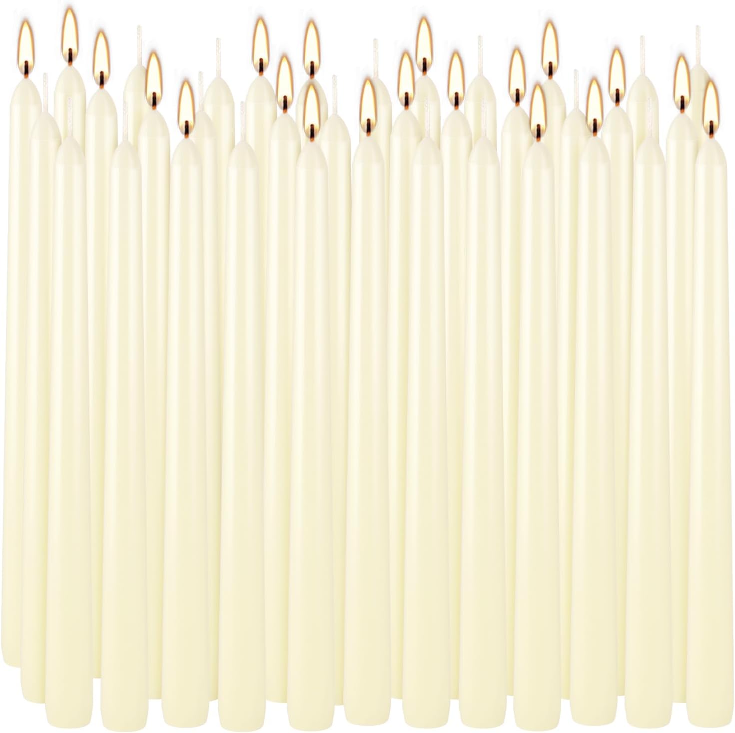 YOROXRG 36 Pack Ivory White Taper Candles, 7-8 Hours Burn Time, Unscented, Smokeless and Dripless, 0.8 x 10 Inch Dinner Candle Set for Household, Wedding, Party and Home Décor Candlesticks