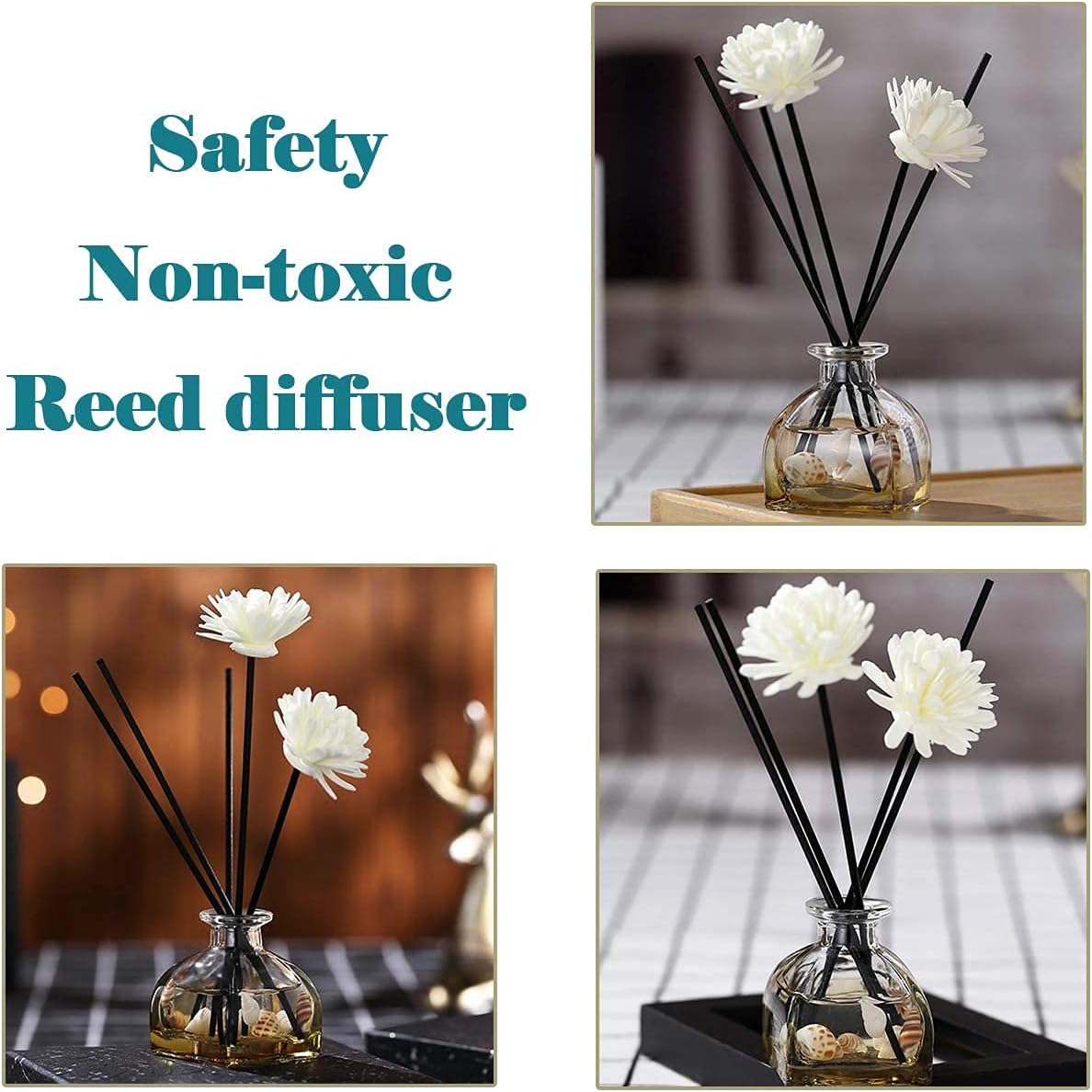 100PCS Reed Diffuser,7 Inch Aromatherapy Diffuser Black Fiber Sticks-Black Reed Diffuser Sticks for Home Office Spa and Bedroom