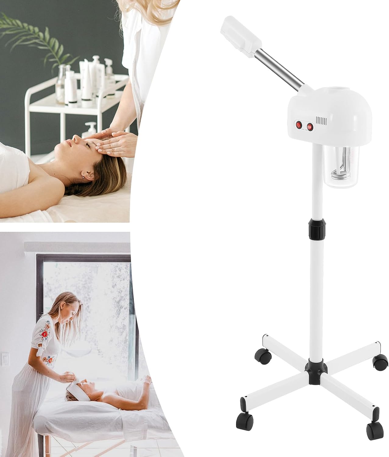 Professional Facial Steamer,Adjustable Height Floor Standing Face Steamer with 360° Rotatable Nozzle,800W Hot Mist Spray Deep Pore Cleaning,750ml Tank for Home Spa Beauty Salon Barber Shop