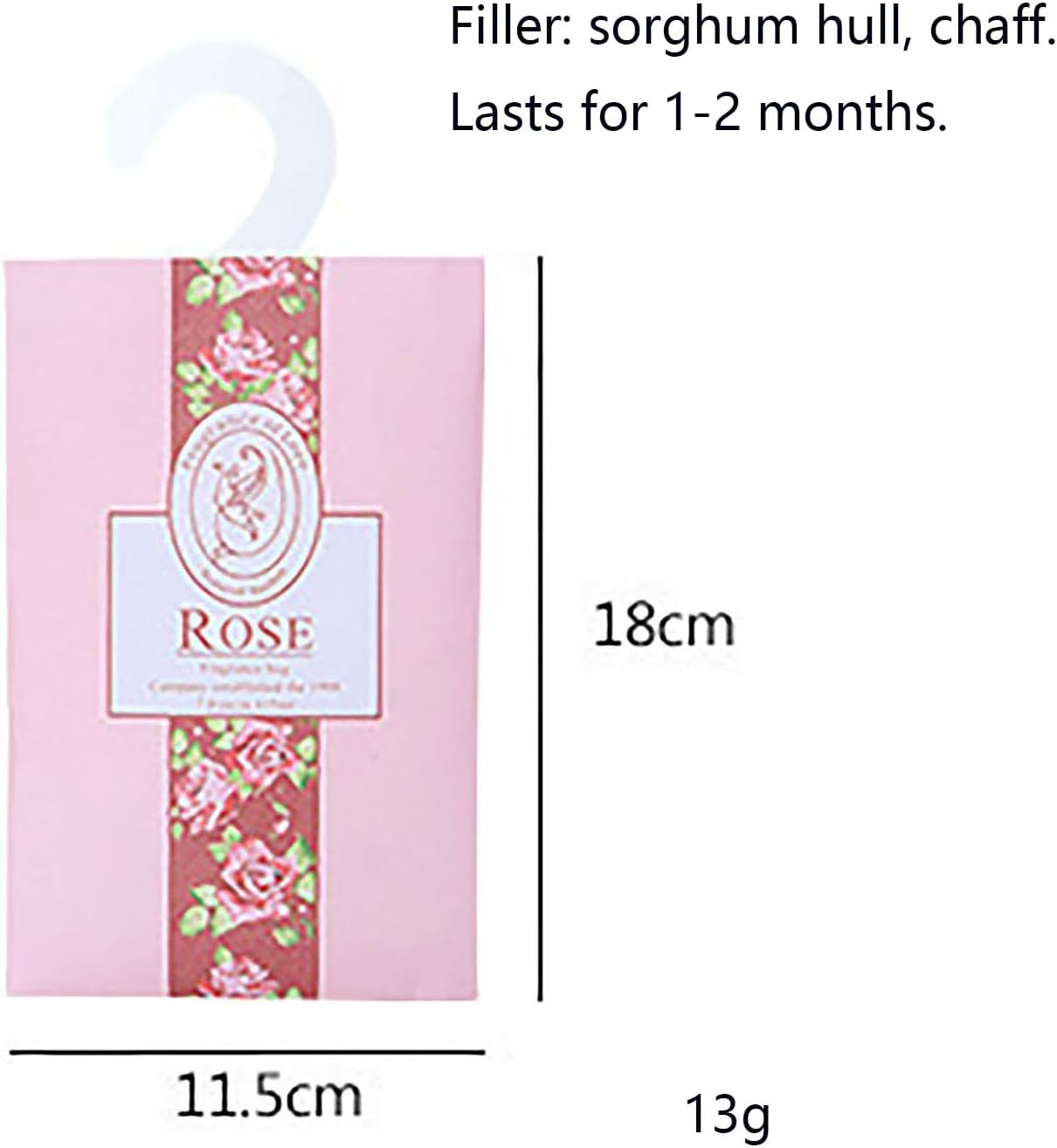 Rose Sachets, Fresh Scents Sachet Packets, Hanging Scent, Fragrance Bags for Drawers and Closets, Hanging Closet Air Freshener Scented Sachets Bags Drawer Deodorizers Home Fragrance, 8 Packs