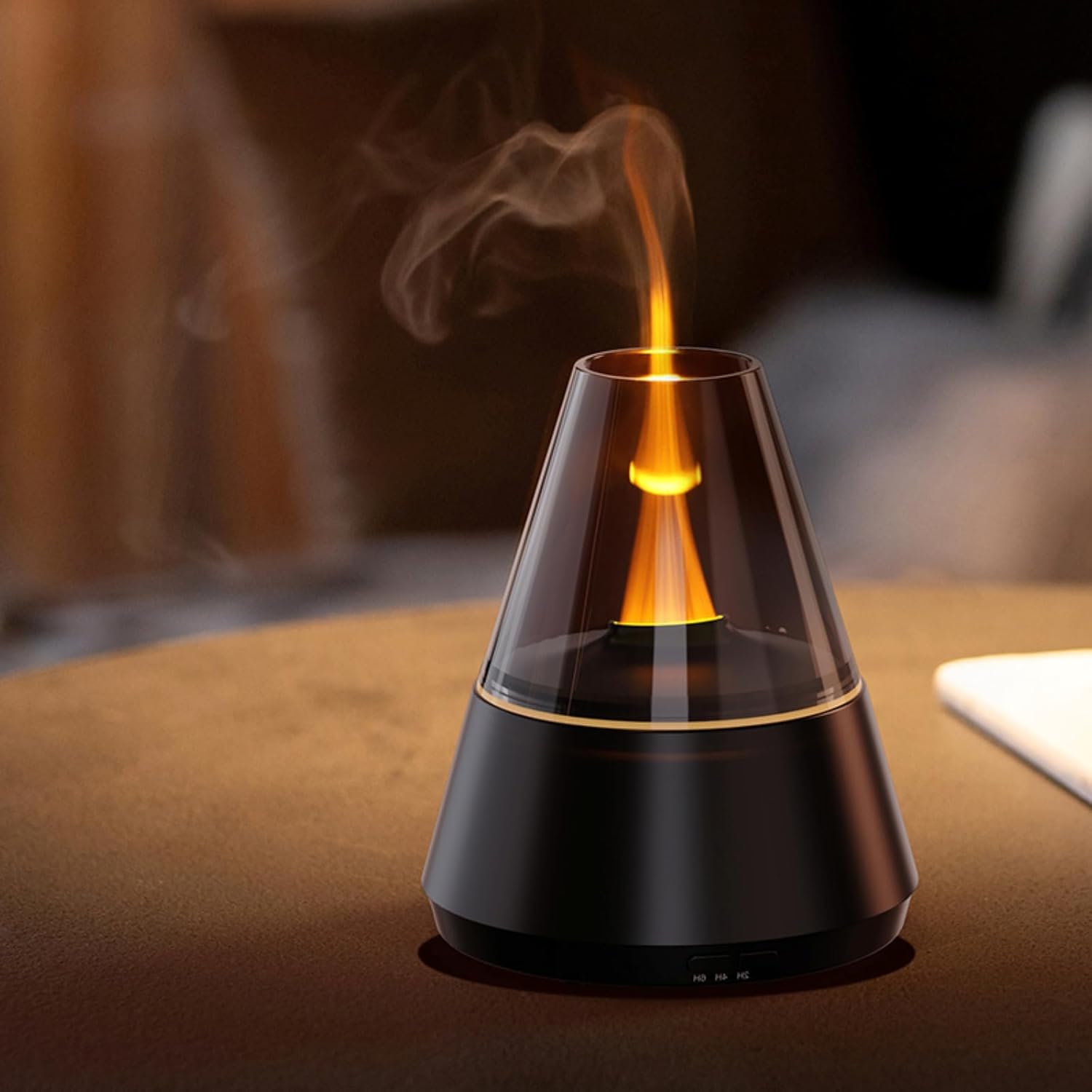 Essential Oil Diffuser, Luxury-Style Aromatherapy Diffuser with Candlelight Night Light Effect, Ultrasonic Cool Mist Humidifier, Remote Control Function, Suitable for Home Living Room and Office