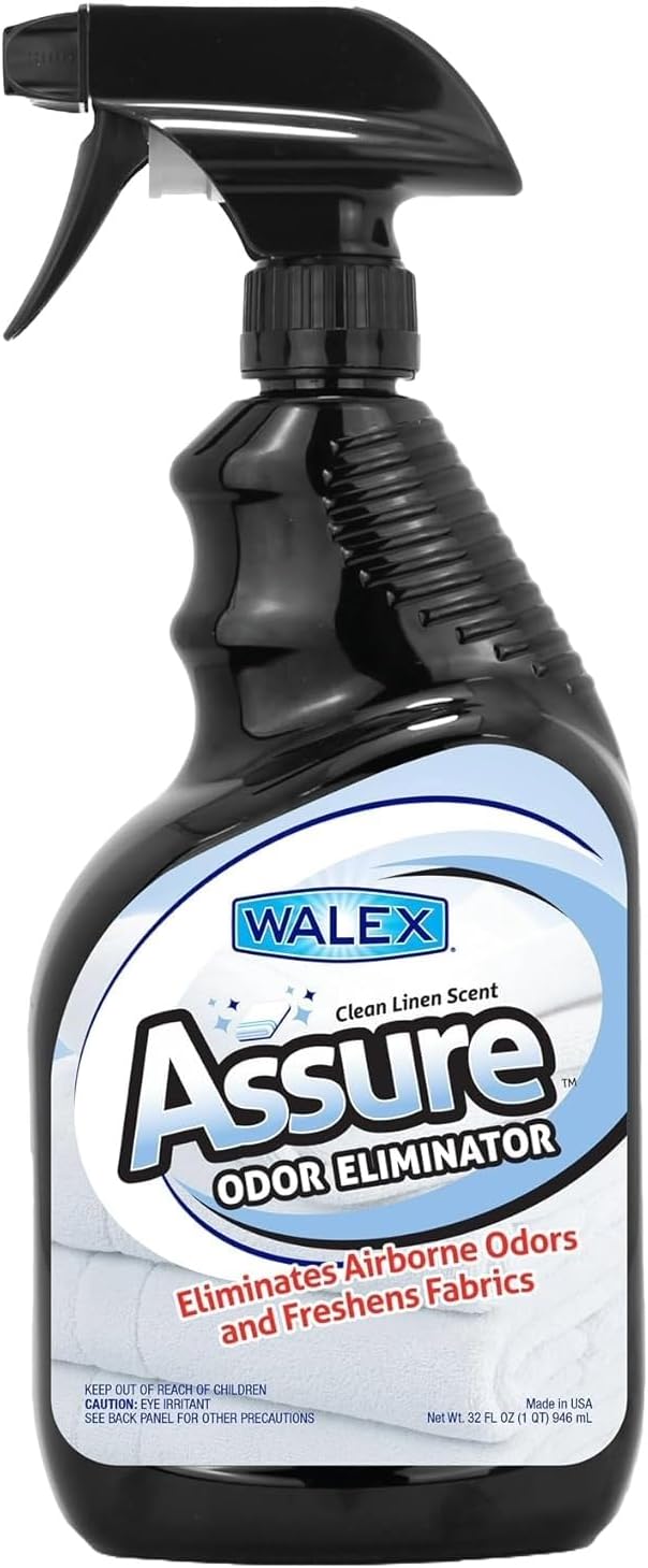 Walex Assure RV Odor Eliminator Air Freshener Spray - Neutralizes Airborne Odors & Freshens Fabrics, Instant Odor Elimination with Natural Essential Oils, Pet Safe, Long Lasting; Clean Linen, 32 oz