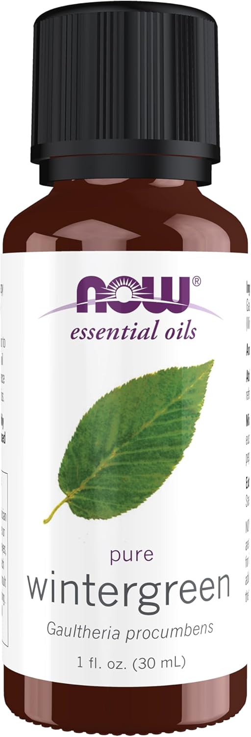 NOW Essential Oils, Wintergreen Oil, Stimulating Aromatherapy Scent, Steam Distilled, 100% Pure, Vegan, Child Resistant Cap, 1-Ounce
