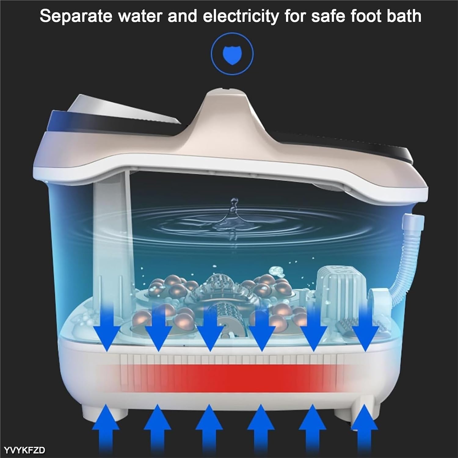 Foot Spa Bath Massager with Heat， Foot Soak Tub with Lid Heat Bubbles Temperature Control for Tired Feet Relieve Muscle Pain