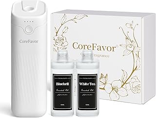 Waterless Essential Oil Diffuser (M60) with 2x120ml Oil, Portable Battery-Operated Cold Air Aroma Scent Machine, 4 Adjustable Intensity Levels, Quiet Diffuser for Bedroom Office Bathroom Car
