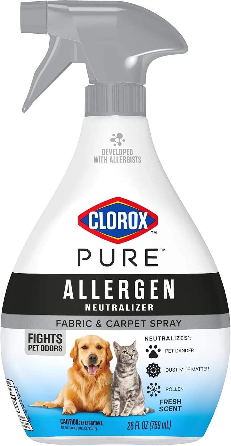 Clorox PURE Allergen Neutralizer Fabric and Carpet Spray, Fights Pet Odors, Fresh Scent, 26 Fl Oz.