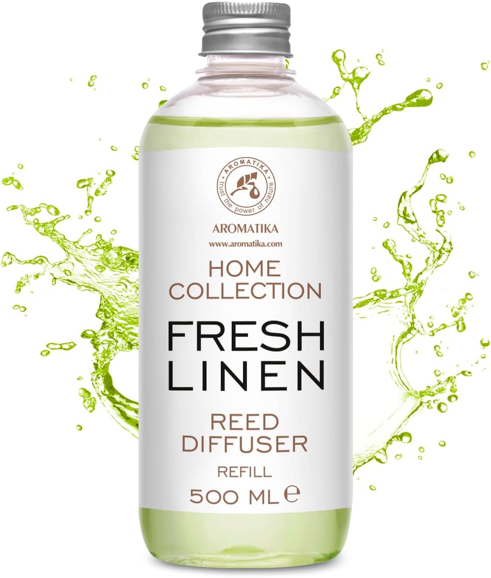 Reed Diffuser Refill Fresh Linen 17.0 Fl Oz (500ml) - Room Diffuser Refill - Home Fragrance - Scented Diffuser - Fresh Aroma - Room Fragrance - Fresh Linen Scent - Room Freshener