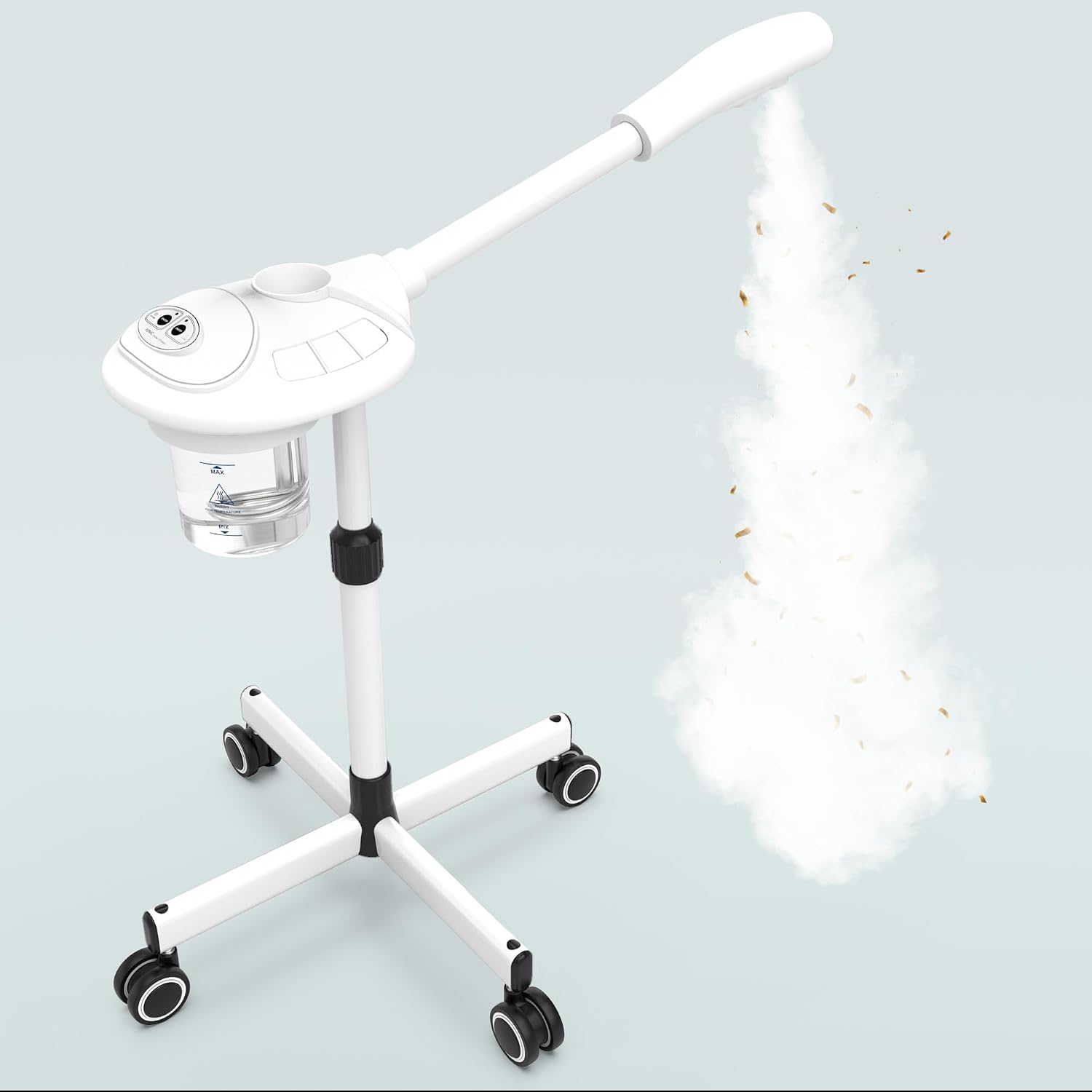 TASALON Professional Facial Steamer with Ozone, Vapor ozono Facial Steamer Professional for Clean Skin, Firm Pores, Esthetician Steamer for Home or Salon Use, Adjustable Height and Angle,White