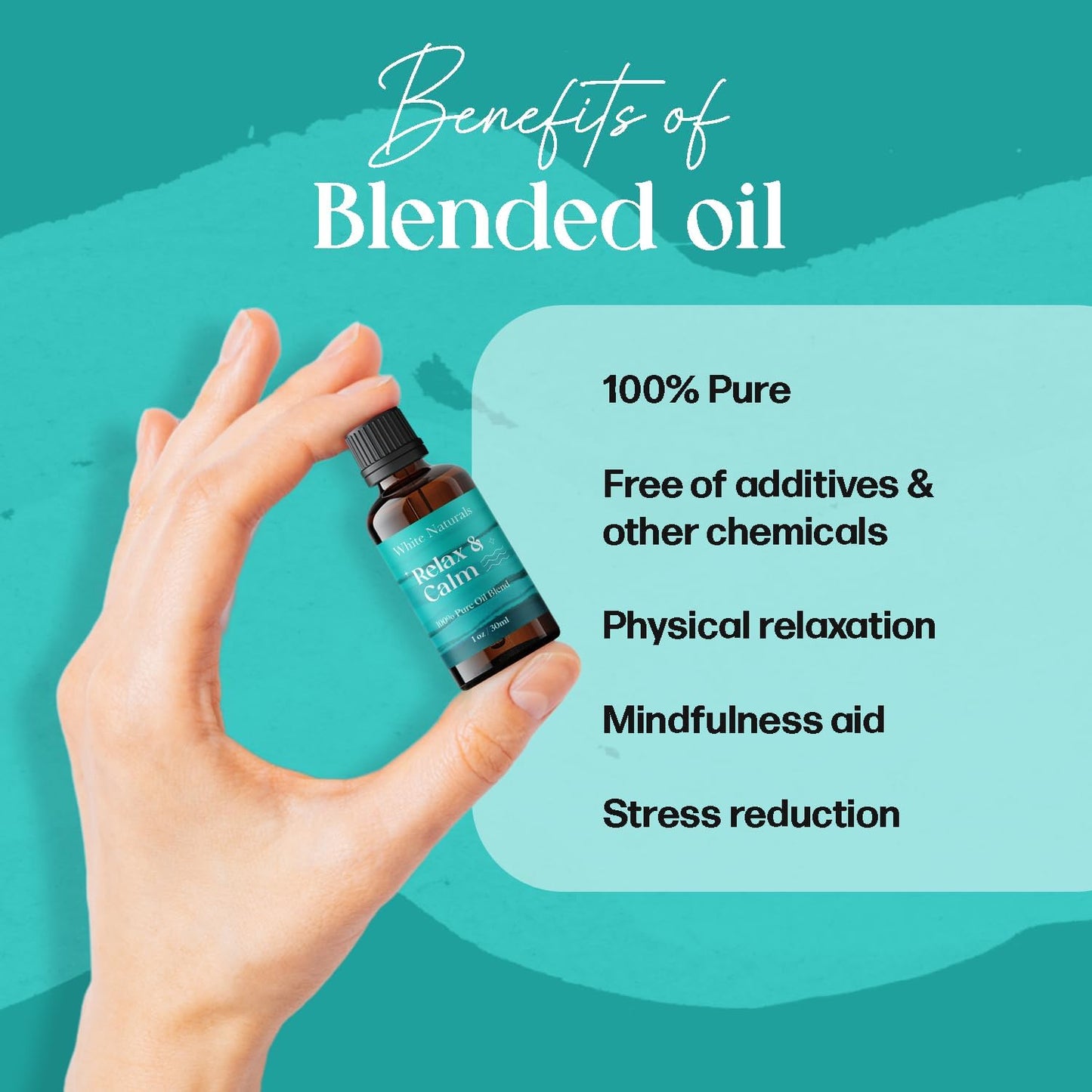 White Naturals Relax & Calm Essential Oil Blend – Soothing Aromatherapy Blend for Tranquility, 100% Pure & Natural, Perfect for Diffuser & Self-Care, 1oz