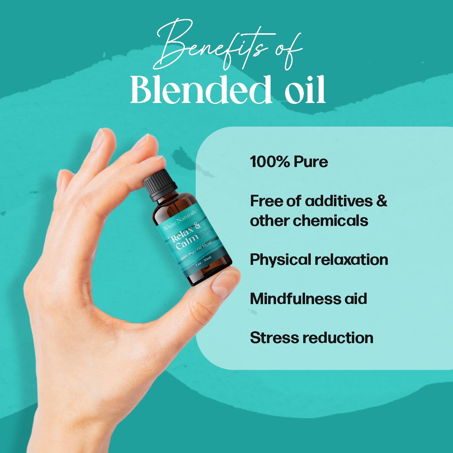 White Naturals Relax & Calm Essential Oil Blend – Soothing Aromatherapy Blend for Tranquility, 100% Pure & Natural, Perfect for Diffuser & Self-Care, 1oz