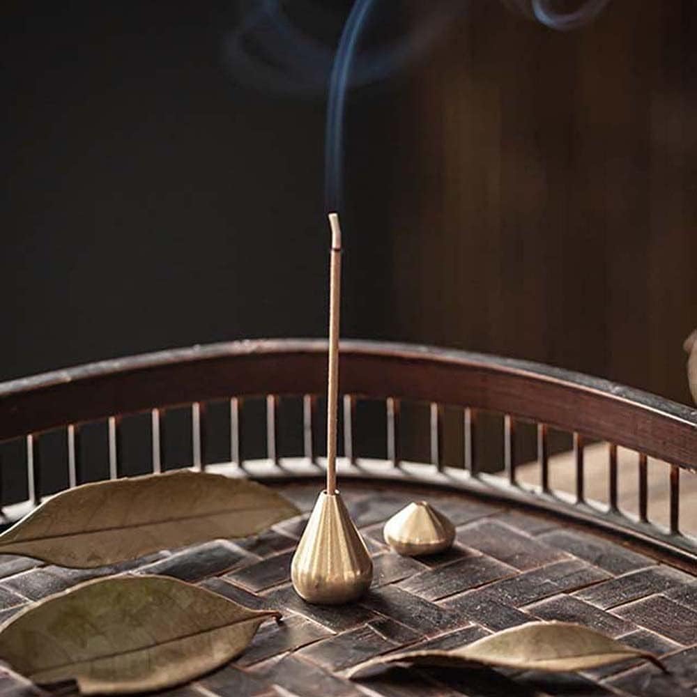 3Pcs Mini Brass Incense Holder, Incense Cone Holder, Portable Coil Incense Holder, Incense Stick Holder for Home Office Teahouse, Water Drop Shape