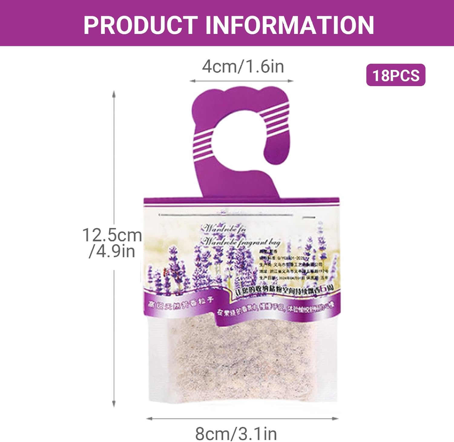 Lavender Sachets for Drawers and Closets, 18 Pack Small Spaces Air Freshener - Long-Lasting Hanging Air Freshener for Closet, Car & Small Spaces