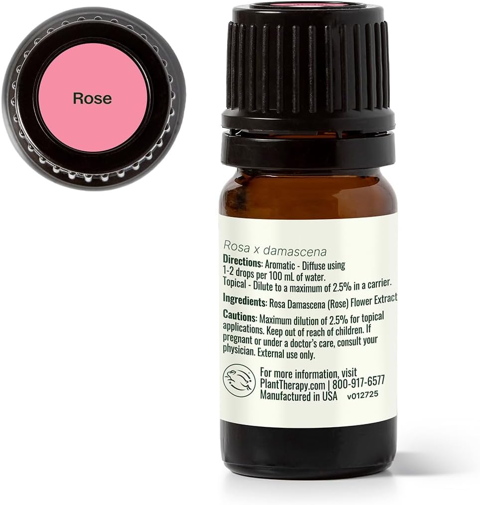 Plant Therapy Rose Absolute Essential Oil, 5 mL (1/6 oz), 100% Pure, Undiluted, Calming & Emotionally Grounding, Great Essential Oil for Skincare