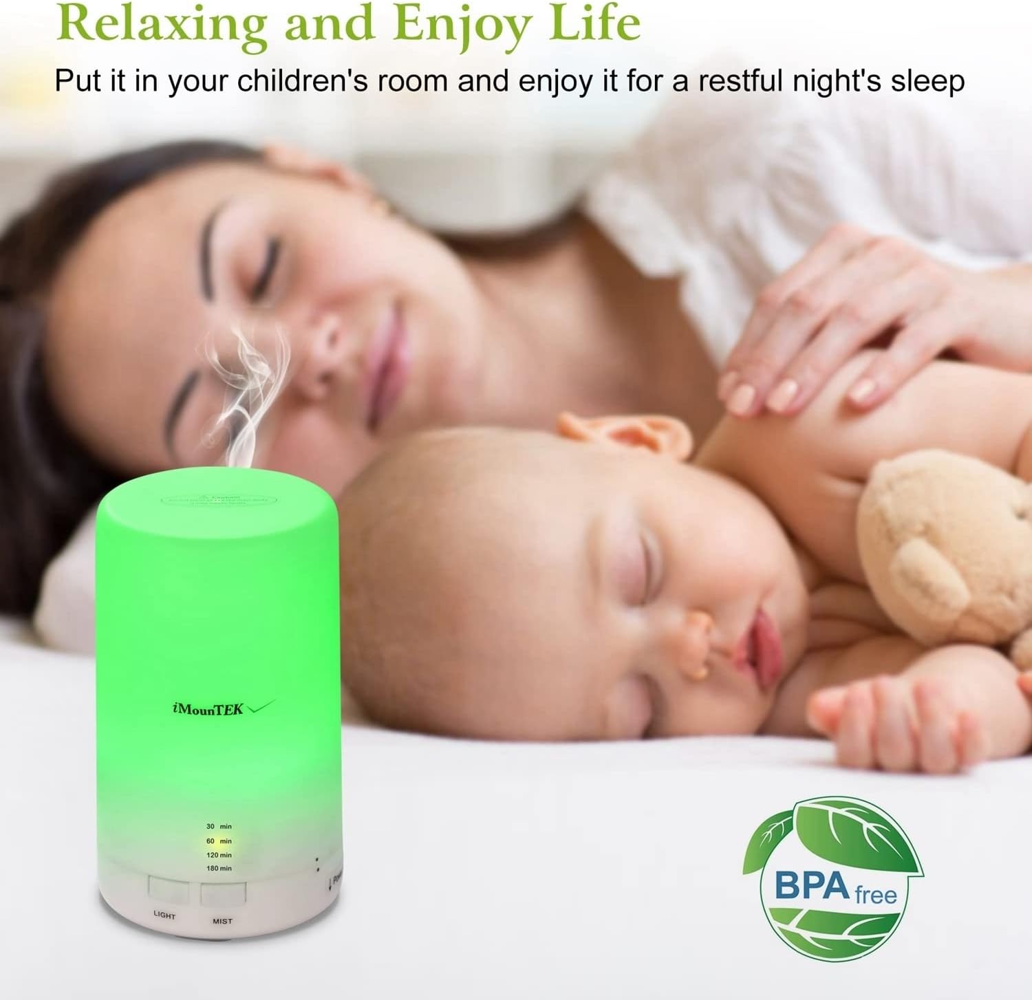 Ultrasonic Aromatherapy Essential Oil [Aroma Diffuser] 50ml Portable Cool Mist Aroma Humidifier W/ 7 Colorful LED Lights USB Powered, Auto Shut off, & Timer. for Home Office Baby Bedroom Bathroom Car